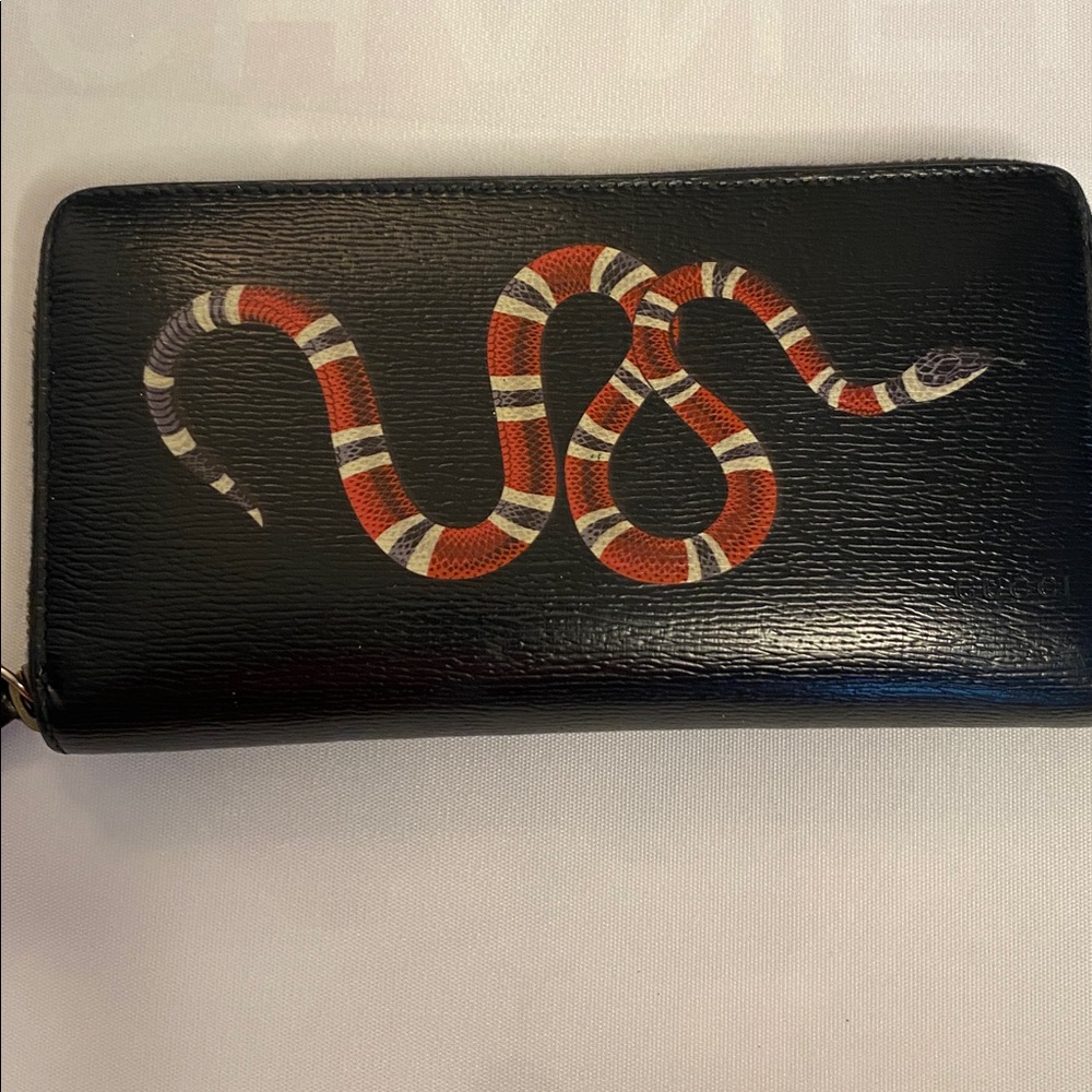 AUTH Gucci King Snake Black Long Zip wallet - Picture 16 of 16